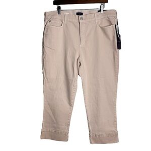 NYDJ Dayla Wide‎ Cuff Capri Jeans Denim Rosewater Blush Womens 16 New NWT